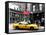 Urban Scene, Yellow Taxi, Prince Street, Lower Manhattan, NYC, Black and White Photography Colors-Philippe Hugonnard-Framed Stretched Canvas