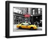 Urban Scene, Yellow Taxi, Prince Street, Lower Manhattan, NYC, Black and White Photography Colors-Philippe Hugonnard-Framed Photographic Print