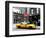 Urban Scene, Yellow Taxi, Prince Street, Lower Manhattan, NYC, Black and White Photography Colors-Philippe Hugonnard-Framed Photographic Print