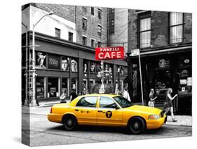 Urban Scene, Yellow Taxi, Prince Street, Lower Manhattan, NYC, Black and White Photography Colors-Philippe Hugonnard-Stretched Canvas