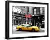 Urban Scene, Yellow Taxi, Prince Street, Lower Manhattan, NYC, Black and White Photography Colors-Philippe Hugonnard-Framed Premium Photographic Print