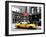 Urban Scene, Yellow Taxi, Prince Street, Lower Manhattan, NYC, Black and White Photography Colors-Philippe Hugonnard-Framed Premium Photographic Print