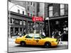 Urban Scene, Yellow Taxi, Prince Street, Lower Manhattan, NYC, Black and White Photography Colors-Philippe Hugonnard-Mounted Premium Photographic Print