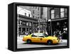 Urban Scene, Yellow Taxi, Prince Street, Lower Manhattan, NYC, Black and White Photography Colors-Philippe Hugonnard-Framed Stretched Canvas