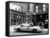 Urban Scene, Yellow Taxi, Prince Street, Lower Manhattan, NYC, US, Black and White Photography-Philippe Hugonnard-Framed Stretched Canvas