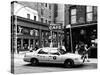 Urban Scene, Yellow Taxi, Prince Street, Lower Manhattan, NYC, US, Black and White Photography-Philippe Hugonnard-Stretched Canvas