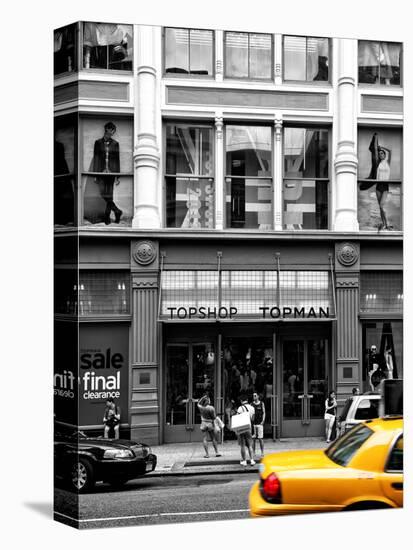 Urban Scene, Yellow Taxi, Topshop Store Front, Broadway, Soho, Manhattan, New York Colors-Philippe Hugonnard-Stretched Canvas