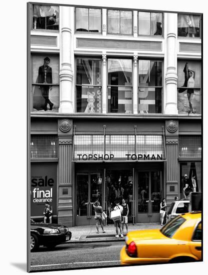 Urban Scene, Yellow Taxi, Topshop Store Front, Broadway, Soho, Manhattan, New York Colors-Philippe Hugonnard-Mounted Photographic Print
