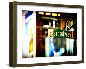 Urban Sign, Broadway Sign at Times Square by Night, Manhattan, New York, United States, USA-Philippe Hugonnard-Framed Premium Photographic Print