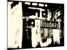 Urban Sign, Broadway Sign at Times Square by Night, Manhattan, New York, USA, Old Sepia Photography-Philippe Hugonnard-Mounted Photographic Print