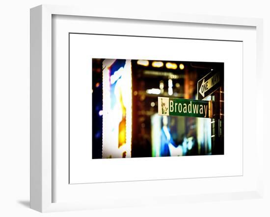 Urban Sign, Broadway Sign at Times Square by Night, Manhattan, New York, White Frame-Philippe Hugonnard-Framed Art Print