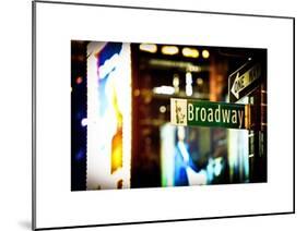 Urban Sign, Broadway Sign at Times Square by Night, Manhattan, New York, White Frame-Philippe Hugonnard-Mounted Art Print