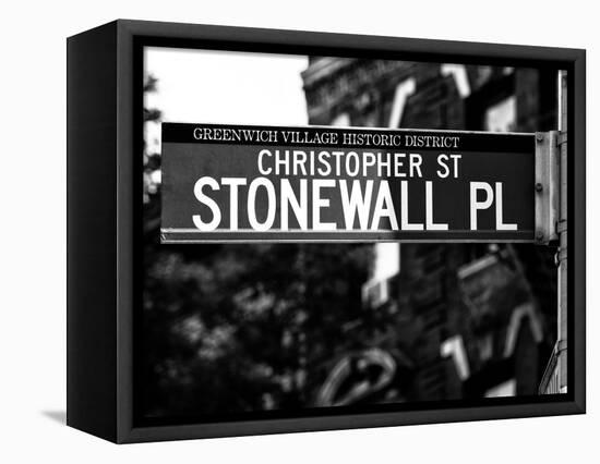 Urban Sign, Christopher Street and Stonewall Place, Greenwich Village District, Manhattan, New York-Philippe Hugonnard-Framed Stretched Canvas