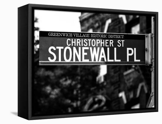 Urban Sign, Christopher Street and Stonewall Place, Greenwich Village District, Manhattan, New York-Philippe Hugonnard-Framed Stretched Canvas