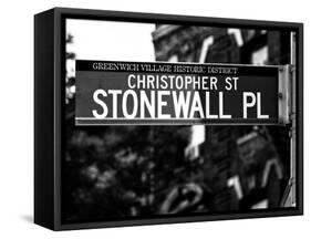 Urban Sign, Christopher Street and Stonewall Place, Greenwich Village District, Manhattan, New York-Philippe Hugonnard-Framed Stretched Canvas