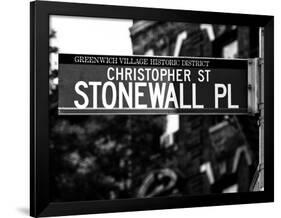 Urban Sign, Christopher Street and Stonewall Place, Greenwich Village District, Manhattan, New York-Philippe Hugonnard-Framed Photographic Print