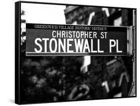 Urban Sign, Christopher Street and Stonewall Place, Greenwich Village District, Manhattan, New York-Philippe Hugonnard-Framed Stretched Canvas