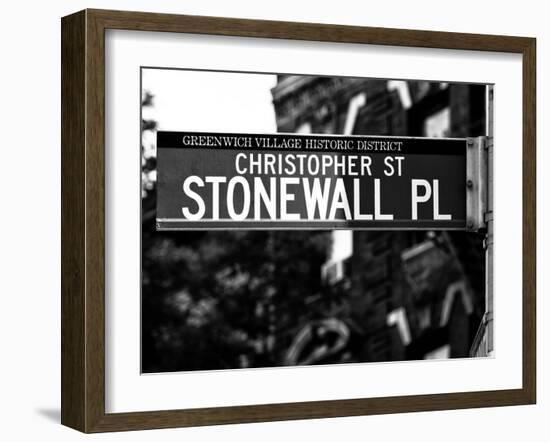 Urban Sign, Christopher Street and Stonewall Place, Greenwich Village District, Manhattan, New York-Philippe Hugonnard-Framed Premium Photographic Print