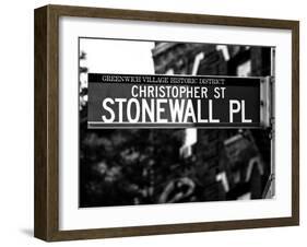 Urban Sign, Christopher Street and Stonewall Place, Greenwich Village District, Manhattan, New York-Philippe Hugonnard-Framed Premium Photographic Print