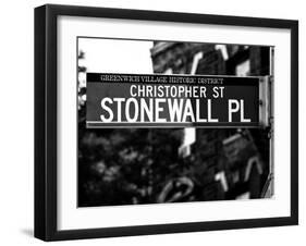 Urban Sign, Christopher Street and Stonewall Place, Greenwich Village District, Manhattan, New York-Philippe Hugonnard-Framed Premium Photographic Print