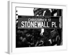 Urban Sign, Christopher Street and Stonewall Place, Greenwich Village District, Manhattan, New York-Philippe Hugonnard-Framed Photographic Print