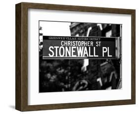 Urban Sign, Christopher Street and Stonewall Place, Greenwich Village District, Manhattan, New York-Philippe Hugonnard-Framed Photographic Print