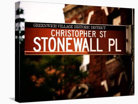 Urban Sign, Christopher Street and Stonewall Place, Greenwich Village District, Manhattan, New York-Philippe Hugonnard-Stretched Canvas