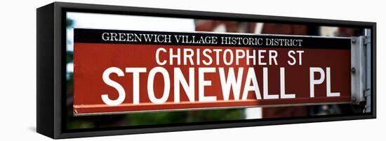 Urban Sign, Christopher Street and Stonewall Place, Greenwich Village, Manhattan, New York-Philippe Hugonnard-Framed Stretched Canvas