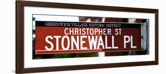 Urban Sign, Christopher Street and Stonewall Place, Greenwich Village, Manhattan, New York-Philippe Hugonnard-Framed Photographic Print