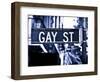 Urban Sign, Gay Street, Greenwich Village District, Manhattan, New York, Blue Light Photography-Philippe Hugonnard-Framed Photographic Print