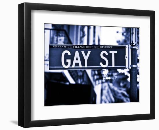 Urban Sign, Gay Street, Greenwich Village District, Manhattan, New York, Blue Light Photography-Philippe Hugonnard-Framed Photographic Print