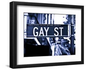 Urban Sign, Gay Street, Greenwich Village District, Manhattan, New York, Blue Light Photography-Philippe Hugonnard-Framed Photographic Print