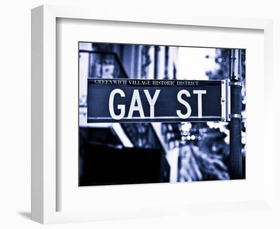 Urban Sign, Gay Street, Greenwich Village District, Manhattan, New York, Blue Light Photography-Philippe Hugonnard-Framed Photographic Print