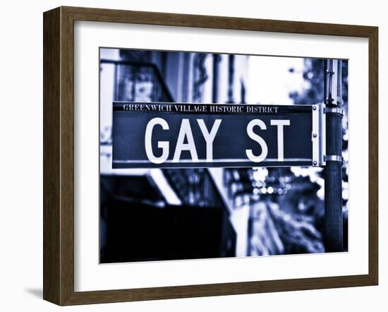 Urban Sign, Gay Street, Greenwich Village District, Manhattan, New York, Blue Light Photography-Philippe Hugonnard-Framed Photographic Print