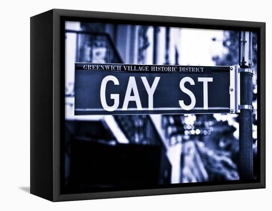 Urban Sign, Gay Street, Greenwich Village District, Manhattan, New York, Blue Light Photography-Philippe Hugonnard-Framed Stretched Canvas