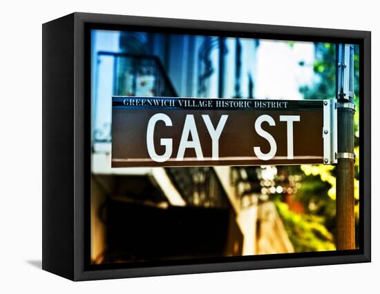 Urban Sign, Gay Street, Greenwich Village District, Manhattan, New York, USA, Colors Photography-Philippe Hugonnard-Framed Stretched Canvas