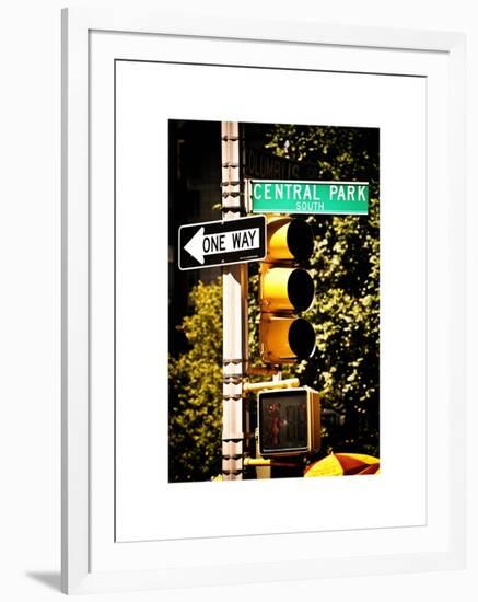 Urban Signs, Central Park, Manhattan, New York, United States, White Frame, Full Size Photography-Philippe Hugonnard-Framed Art Print