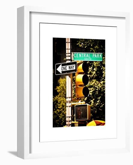 Urban Signs, Central Park, Manhattan, New York, United States, White Frame, Full Size Photography-Philippe Hugonnard-Framed Art Print