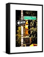 Urban Signs, Central Park, Manhattan, New York, United States, White Frame, Full Size Photography-Philippe Hugonnard-Framed Stretched Canvas