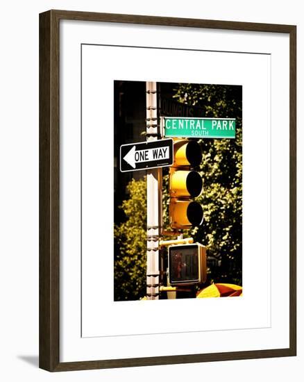 Urban Signs, Central Park, Manhattan, New York, United States, White Frame, Full Size Photography-Philippe Hugonnard-Framed Art Print