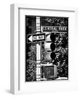 Urban Signs, Central Park, Manhattan, New York, White Frame Vintage, Full Size Photography-Philippe Hugonnard-Framed Art Print