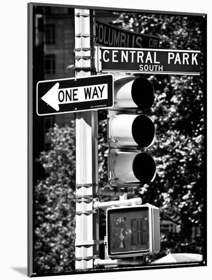 Urban Signs, Central Park, Manhattan, New York, White Frame Vintage, Full Size Photography-Philippe Hugonnard-Mounted Art Print