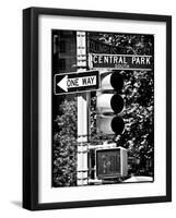 Urban Signs, Central Park, Manhattan, New York, White Frame Vintage, Full Size Photography-Philippe Hugonnard-Framed Art Print