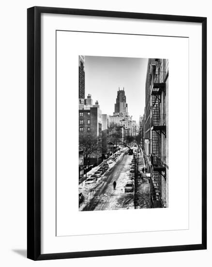 Urban Snowy Winter Landscape with Views over a Fire Escape in Facade of Building-Philippe Hugonnard-Framed Art Print