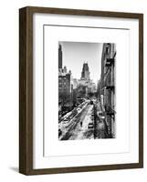 Urban Snowy Winter Landscape with Views over a Fire Escape in Facade of Building-Philippe Hugonnard-Framed Art Print
