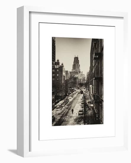 Urban Snowy Winter Landscape with Views over a Fire Escape in Facade of Building-Philippe Hugonnard-Framed Art Print