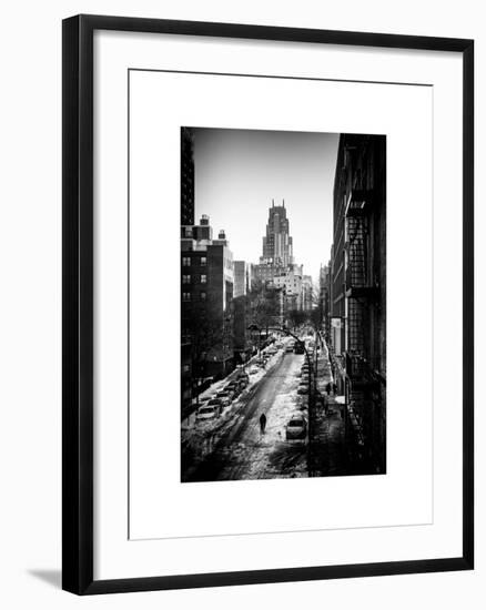 Urban Snowy Winter Landscape with Views over a Fire Escape in Facade of Building-Philippe Hugonnard-Framed Art Print