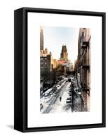 Urban Snowy Winter Landscape with Views over a Fire Escape in Facade of Building-Philippe Hugonnard-Framed Stretched Canvas