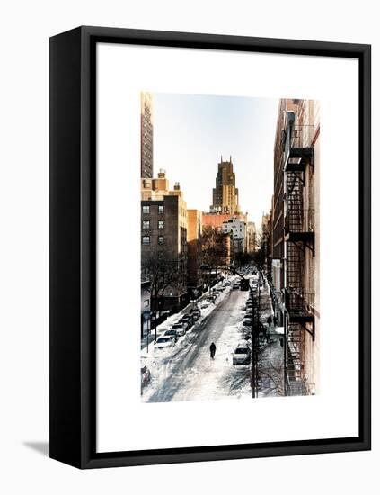 Urban Snowy Winter Landscape with Views over a Fire Escape in Facade of Building-Philippe Hugonnard-Framed Stretched Canvas