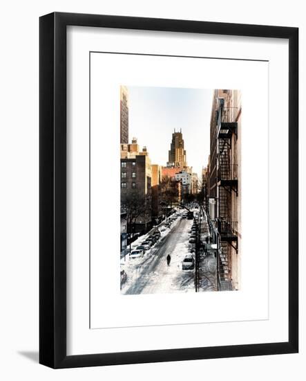 Urban Snowy Winter Landscape with Views over a Fire Escape in Facade of Building-Philippe Hugonnard-Framed Art Print